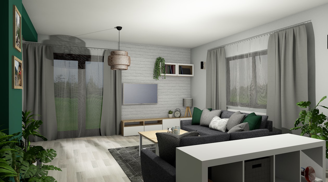Wnętrz projektowanie - wizualizacje - Salon - Cieloszka 1
