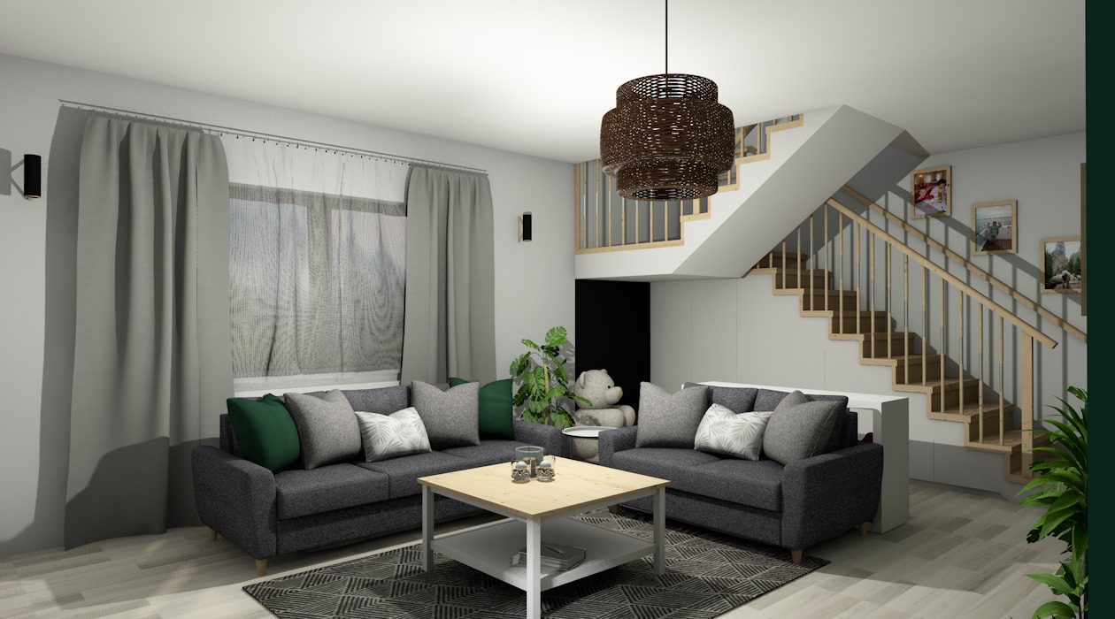 Wnętrz projektowanie - wizualizacje - Salon - Cieloszka 2