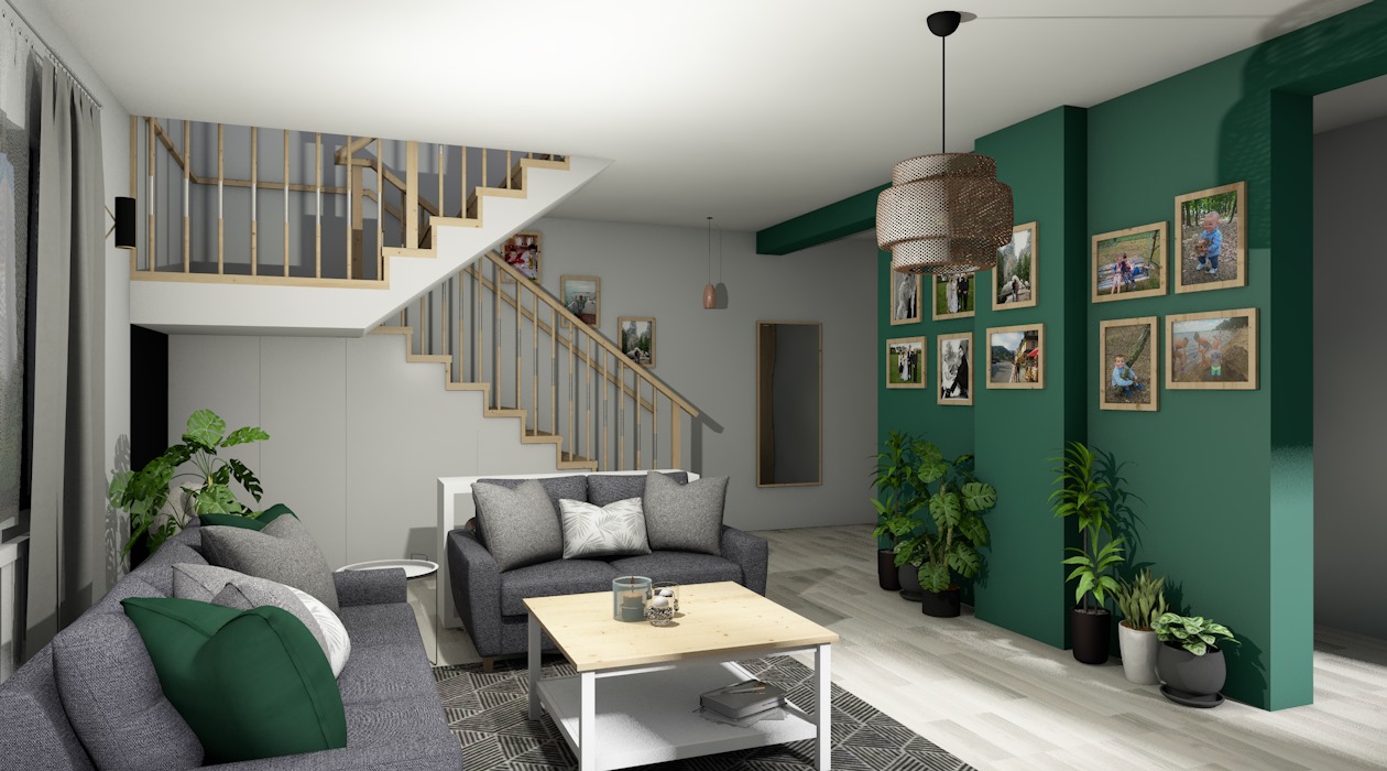 Wnętrz projektowanie - wizualizacje - Salon - Cieloszka 3