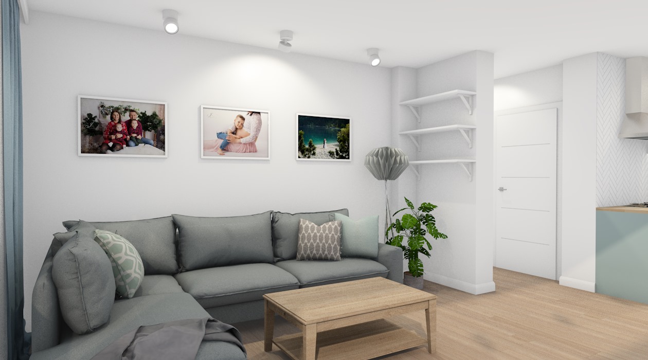 Wnętrz projektowanie - wizualizacje - Salon z kuchnią - Baranowo 7